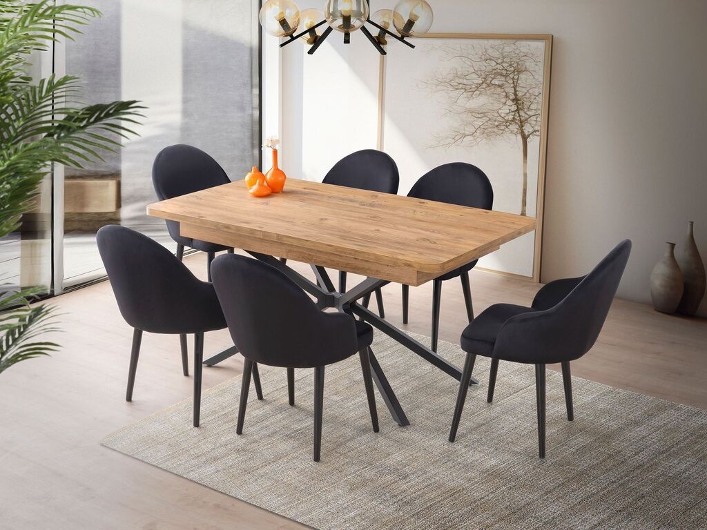 Трпезариска маса Hanah Home Falcon - 2961, 160x79x90 см, кафеава