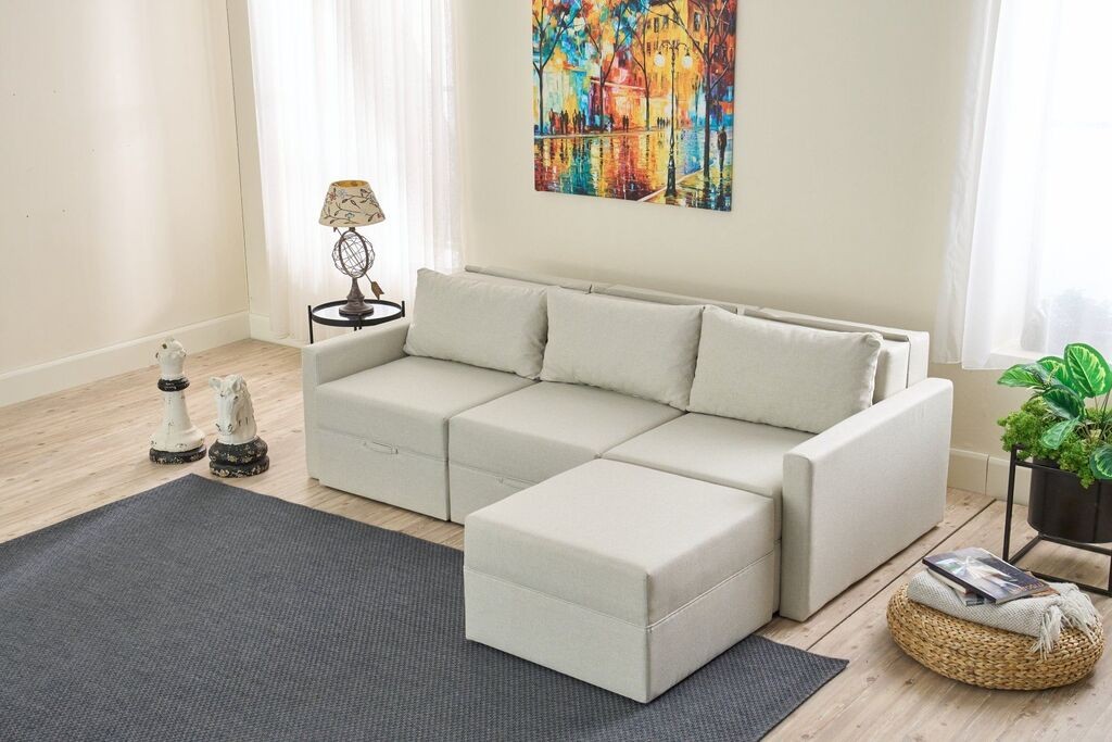 Аголна гарнитура на расклопување Atelier del Sofa Saros, 230x72x110 см, беж