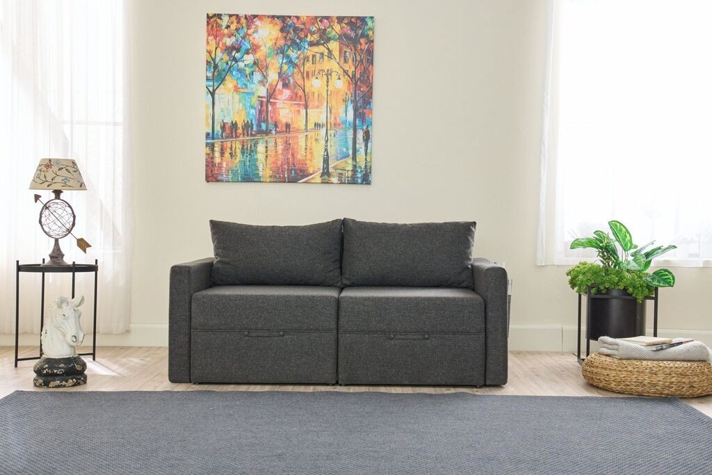Atelier del Sofa Двосед Saros на расклопување, 155x72x110 см, Антрацит