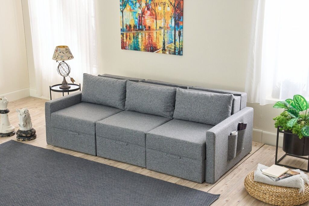 Тросед на расклопување Atelier del Sofa Saros, 230x72x110 см, сива