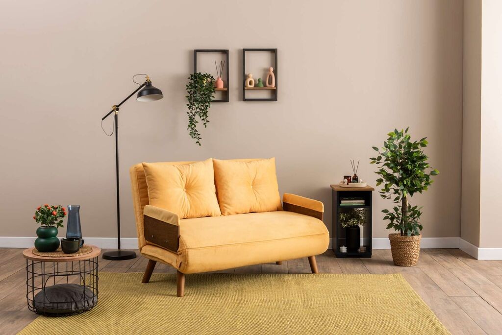 Atelier del Sofa Двосед на расклопување Cosmo, 190x120x82cm, жолта