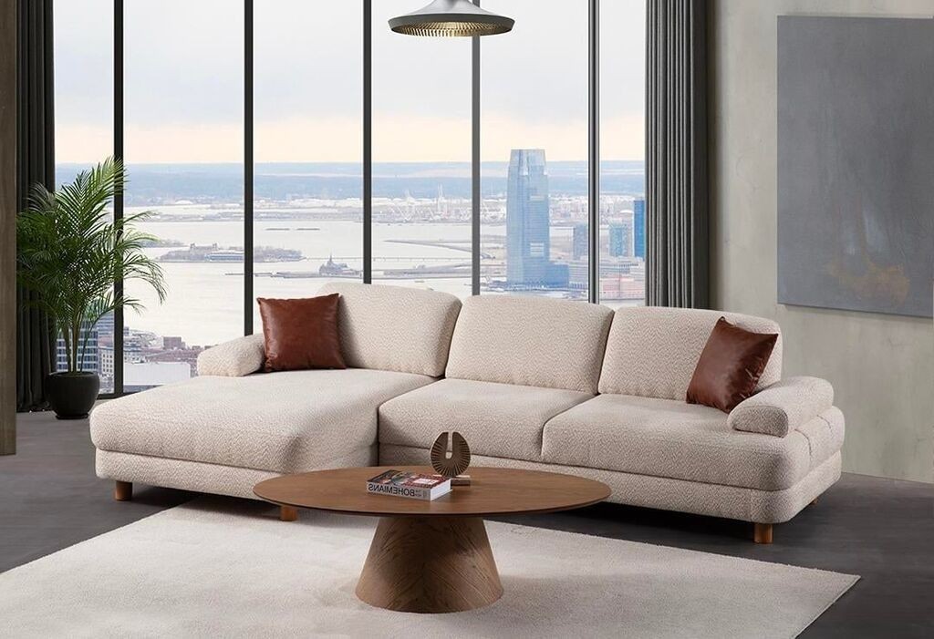 Аголна гарнитура на расклопување Atelier del Sofa Nice, 165x75x315 см, крем