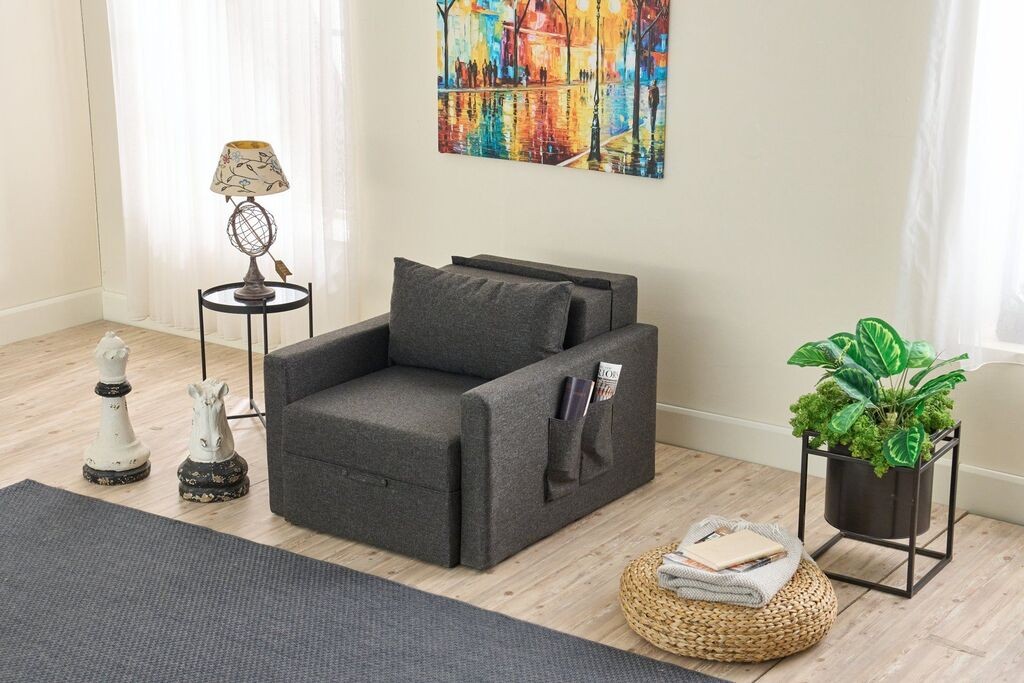 Фотелја на расклопување Atelier del Sofa Saros, 86x72x110 см, црна