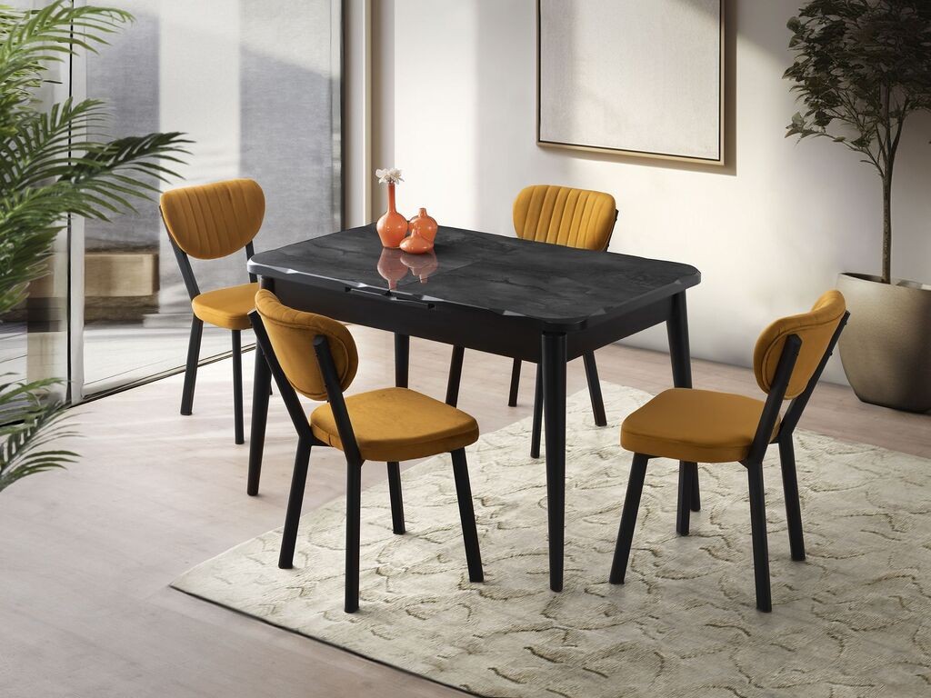 Трпезариска маса Hanah Home Cream - 2941, 130x75x80 см, црна