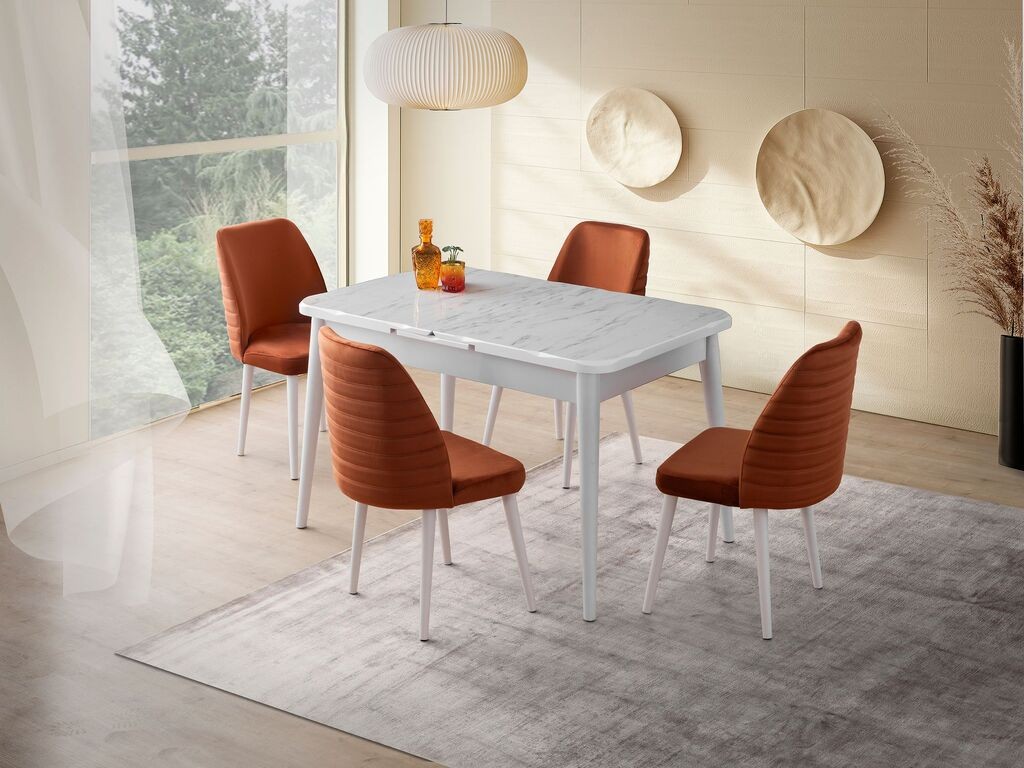 Трпезариска маса Hanah Home Cream - 2942, 130x75x80 см, бела