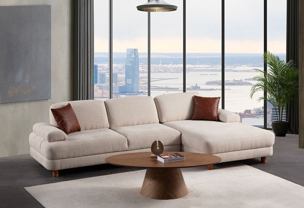 Аголна гарнитура на расклопување Atelier del Sofa Nice, 165x75x315 см, крем