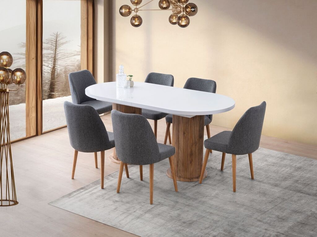 Трпезариска маса Hanah Home Gusto - 2951, 180x77x90 см, бела