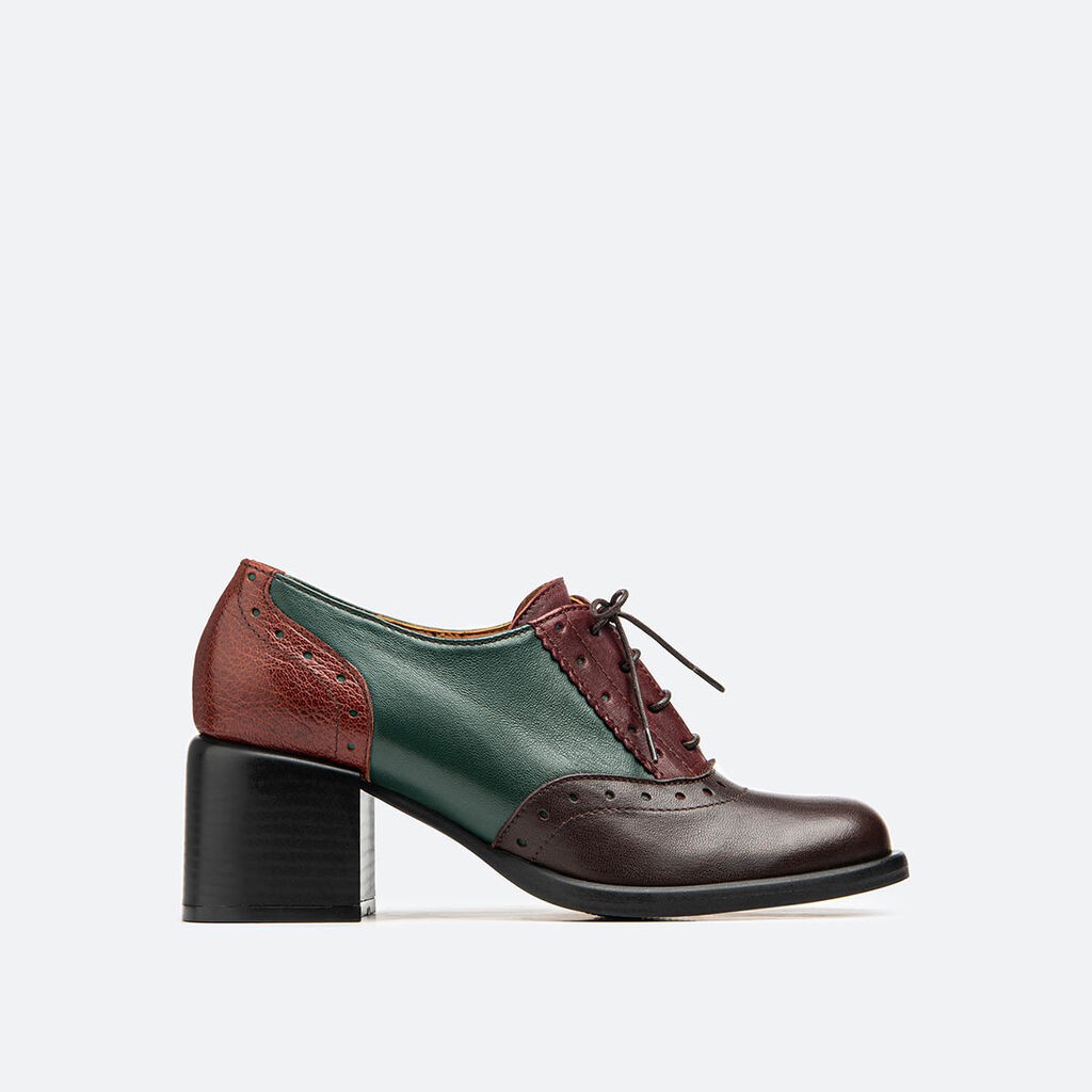 GRAFITI Женски чевли VALENTINA CAFÉ-GREEN-BRANDY NAPPA