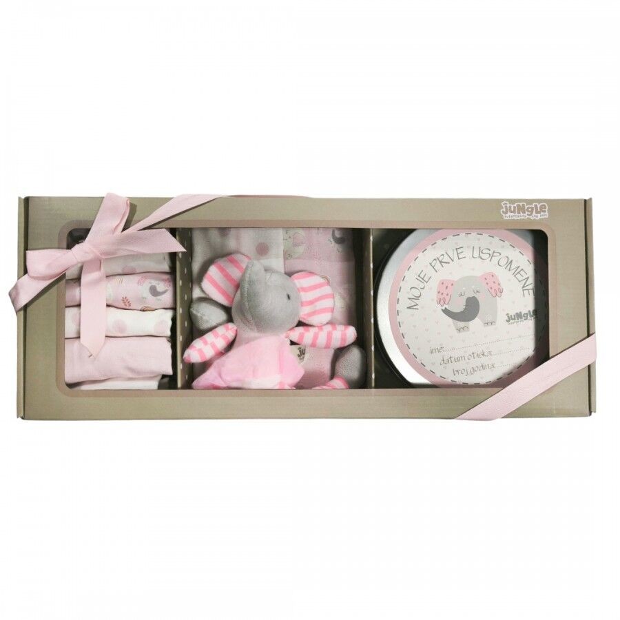 JUNGLE Сет за Бебе FIRST PRINT-Слон, розе