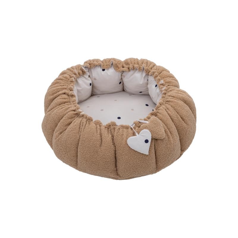 БЕСПЛАТНО BUBA Бебешко гнездо тркалезно беж/точки