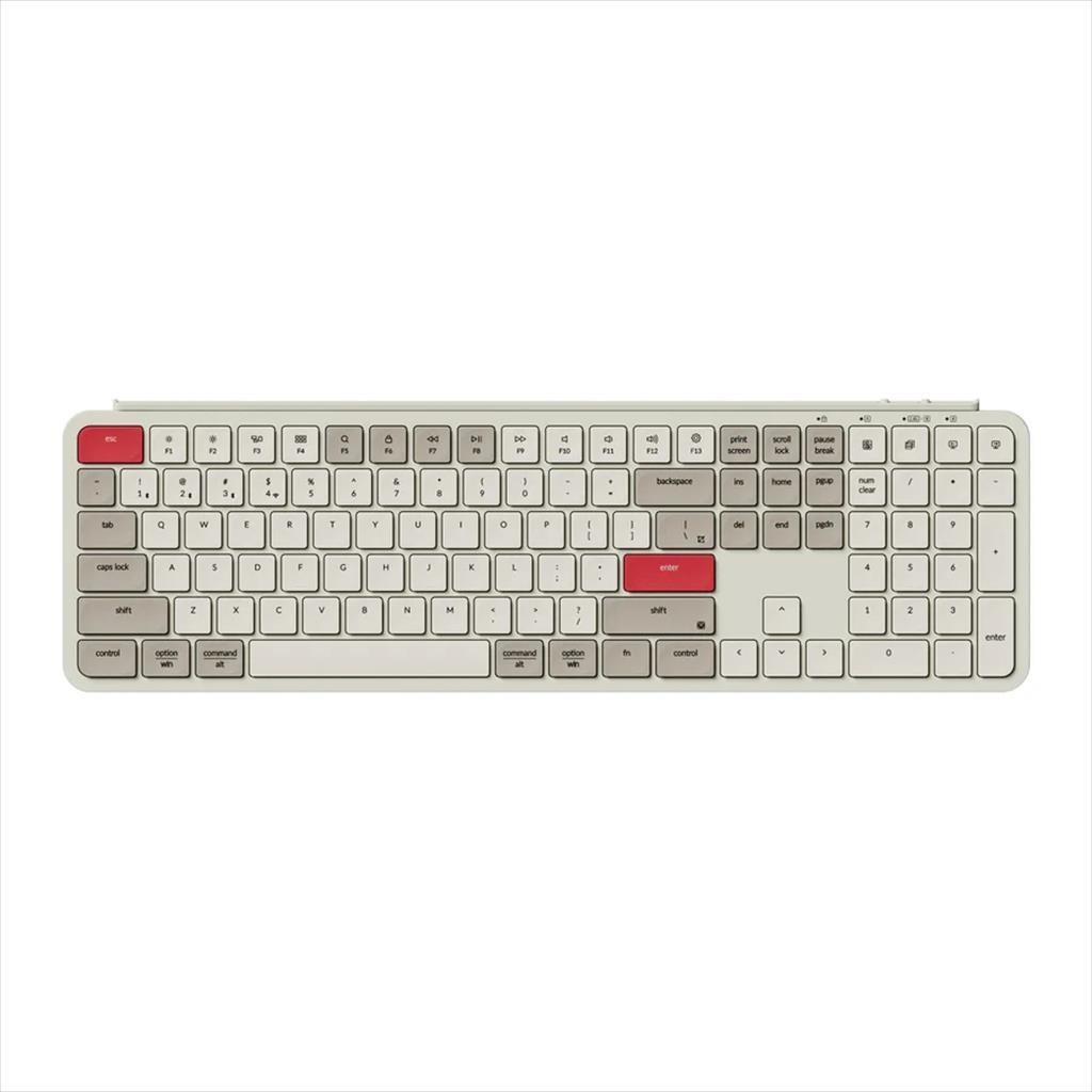 Keychron Безжична Тастатура B6 Pro Ultra Slim Full Size Multi-Device Retro Red B6P-K13