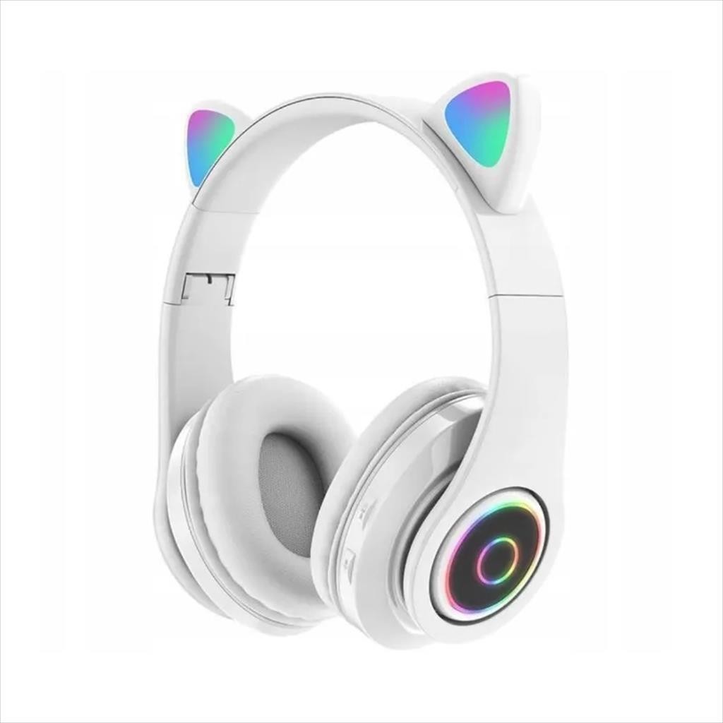 ExtraLink Жични Слушалки За Деца Cat-Ear Pro RGB Бели Склопливи