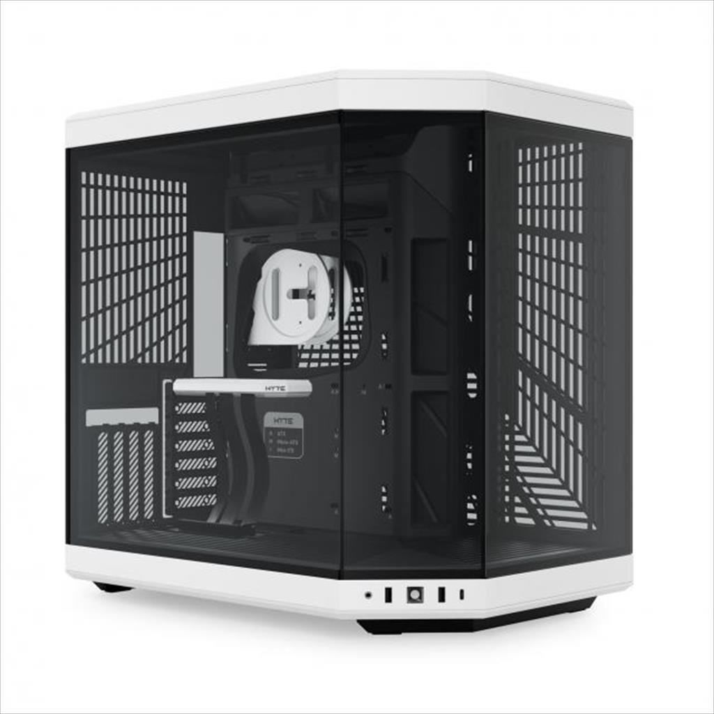 Hyte Куќиште E-Atx Mid-Tower Y70, X2 Tempered Glass, W/Riser 4.0 Cable, Usb 3.2 Type C, Black/White, Cs--Y70-Bw