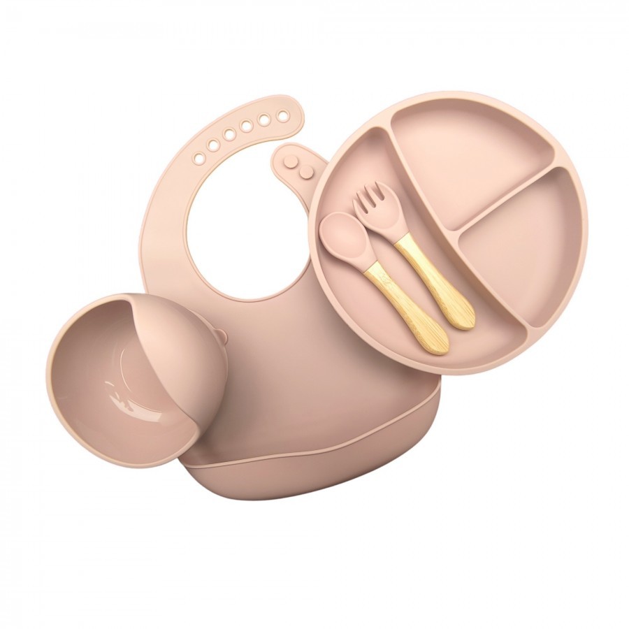 Jungle Сет за јадење силикон 4м+ розе 31001839