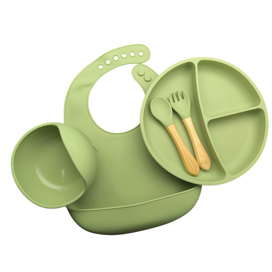 Jungle Сет за јадење силикон 4м+ зелена 31001841