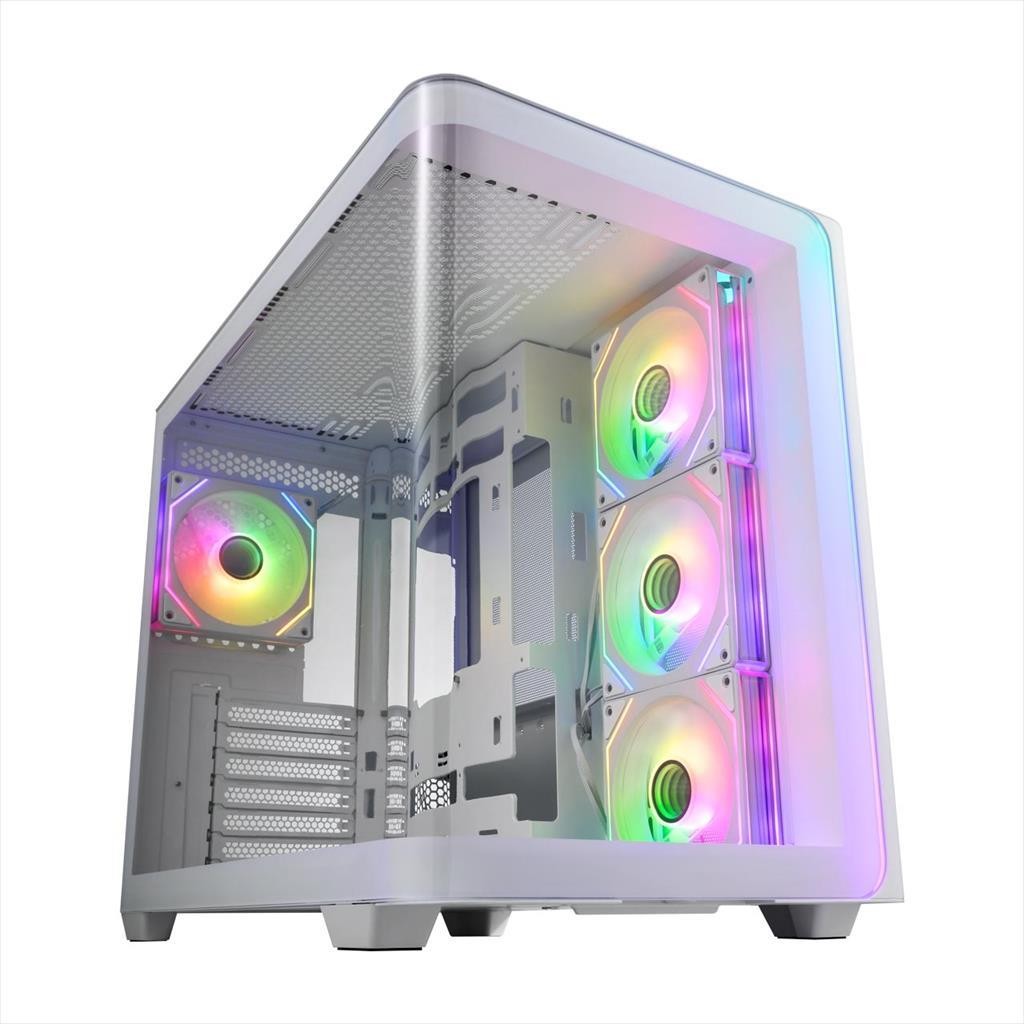 FSP Куќиште Atx Mid-Tower M580-Wa, 4X120Mm Reverse Pwm Argb, W/Curved Glass, White