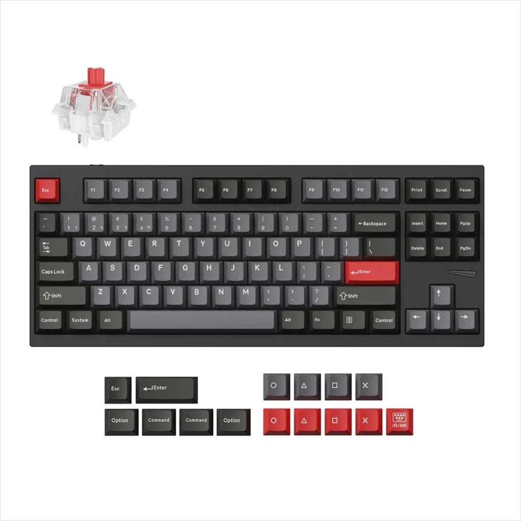Keychron Тастатура Механичка Lemokey L4 Qmk/Via Tkl, Hs, Al Frame, Rgb, 2.4 Ghz & Bt, Super Red Switch, Carbon Black, L4-C1