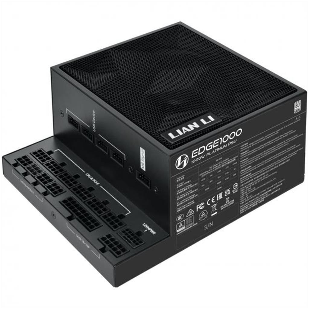 Lian Li Напојување 1000W Edge Eg1000 80+ Platinum, Pcie 5.1 (L-Shape, W/X4 Usb 2.0 Headers), Full Modular Black
