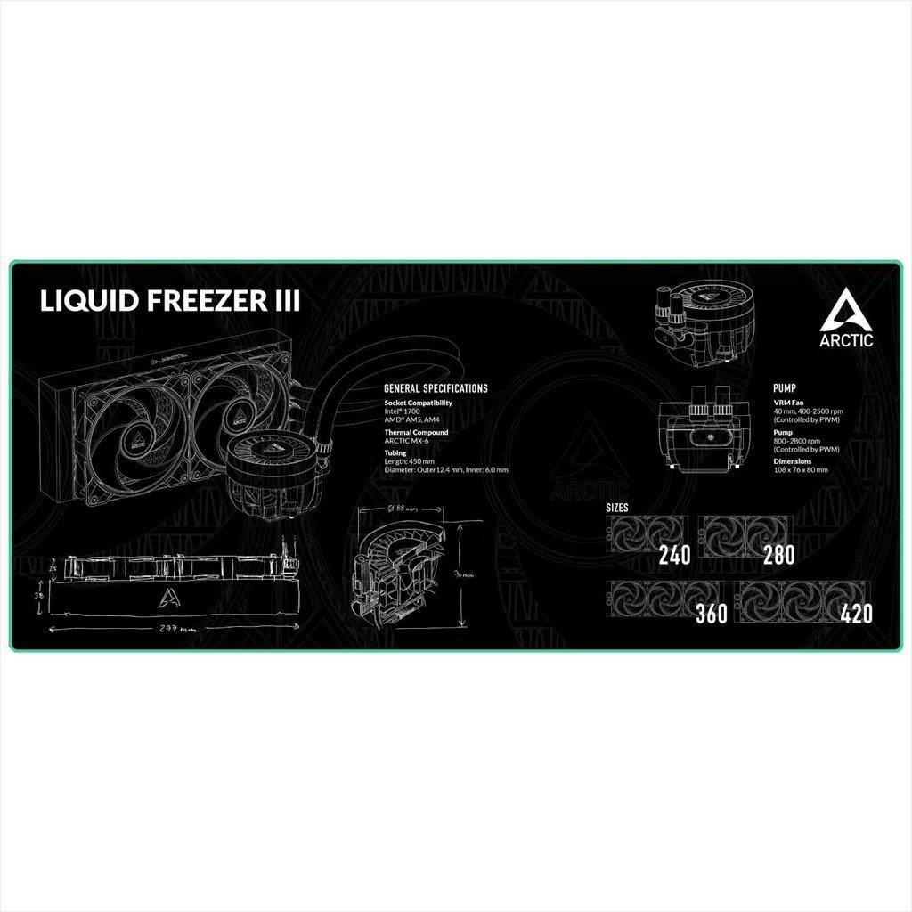 Arctic Подлога За Глувче Liquid Freezer Iii Црна, 400X900X3, Aemse00001A