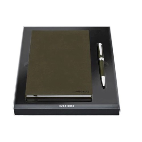 Hugo Boss Сет, Нотес А5+ Пенкало, Мина Сина М, HPBH121TL, Зелена