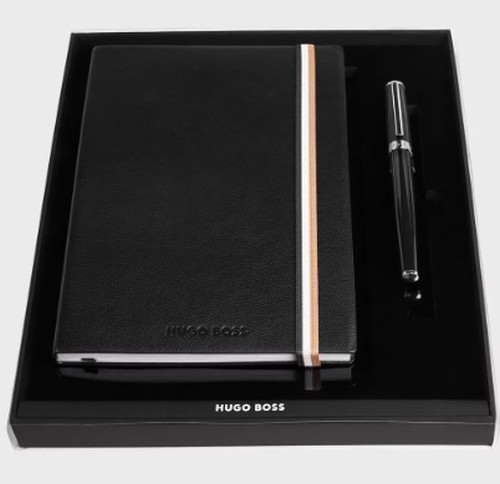 Hugo Boss Сет, Нотес А5+ Налив перо, HPHP254A, Црна