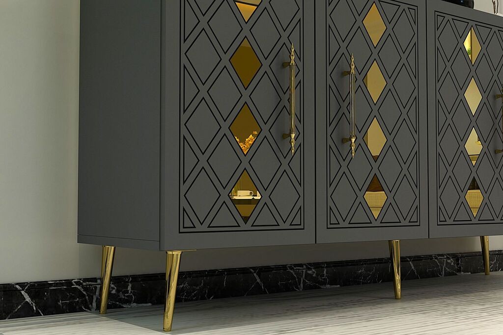 Hanah Home Console Dome KB150, 150x75x35 см, антрацит-златна боја