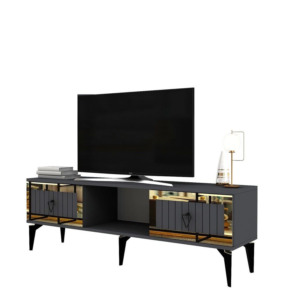 Комода за ТВ Hanah Home Linda, 150x44,6x29,6 см, антрацит-златна боја