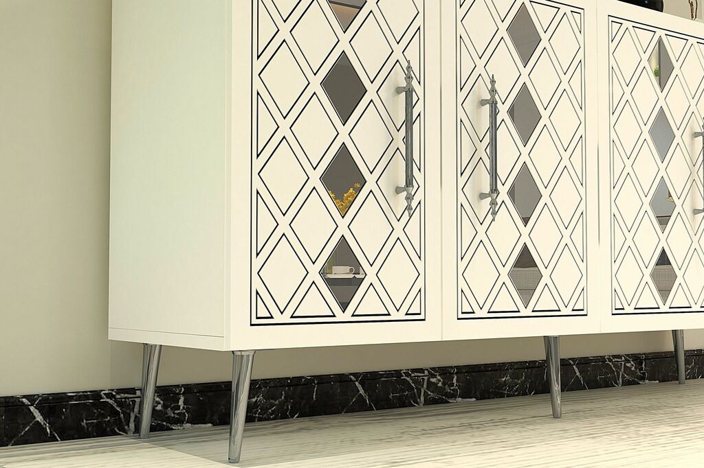 Hanah Home Console Dome KB150, 150x75x35 см, бело-сребрена боја