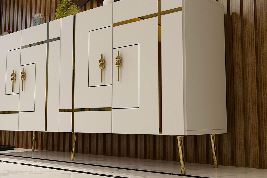 Hanah Home Console Line KB150, 150x75x35 см, бело-златна боја