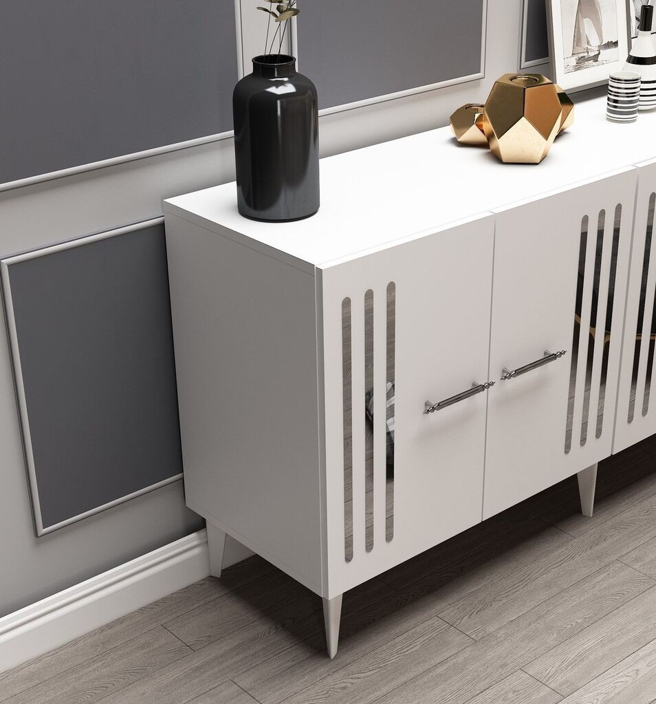 Hanah Home Console Junes, 150x79x40 см, бело-сребрена боја