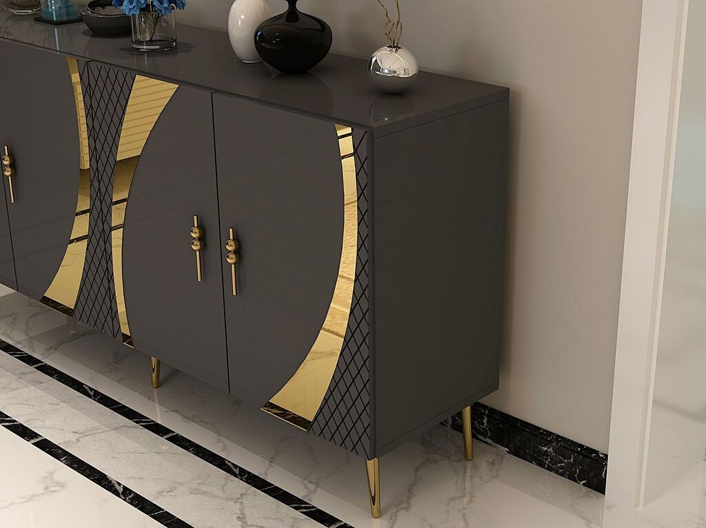 Кука за конзола Hanah Home KB150, 150x75x35 см, антрацит-златна боја