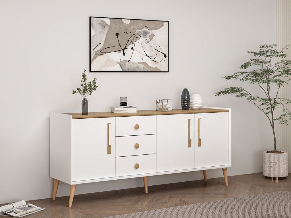 Домашна конзола Hanah Mitra, 180x80x45 см, бела