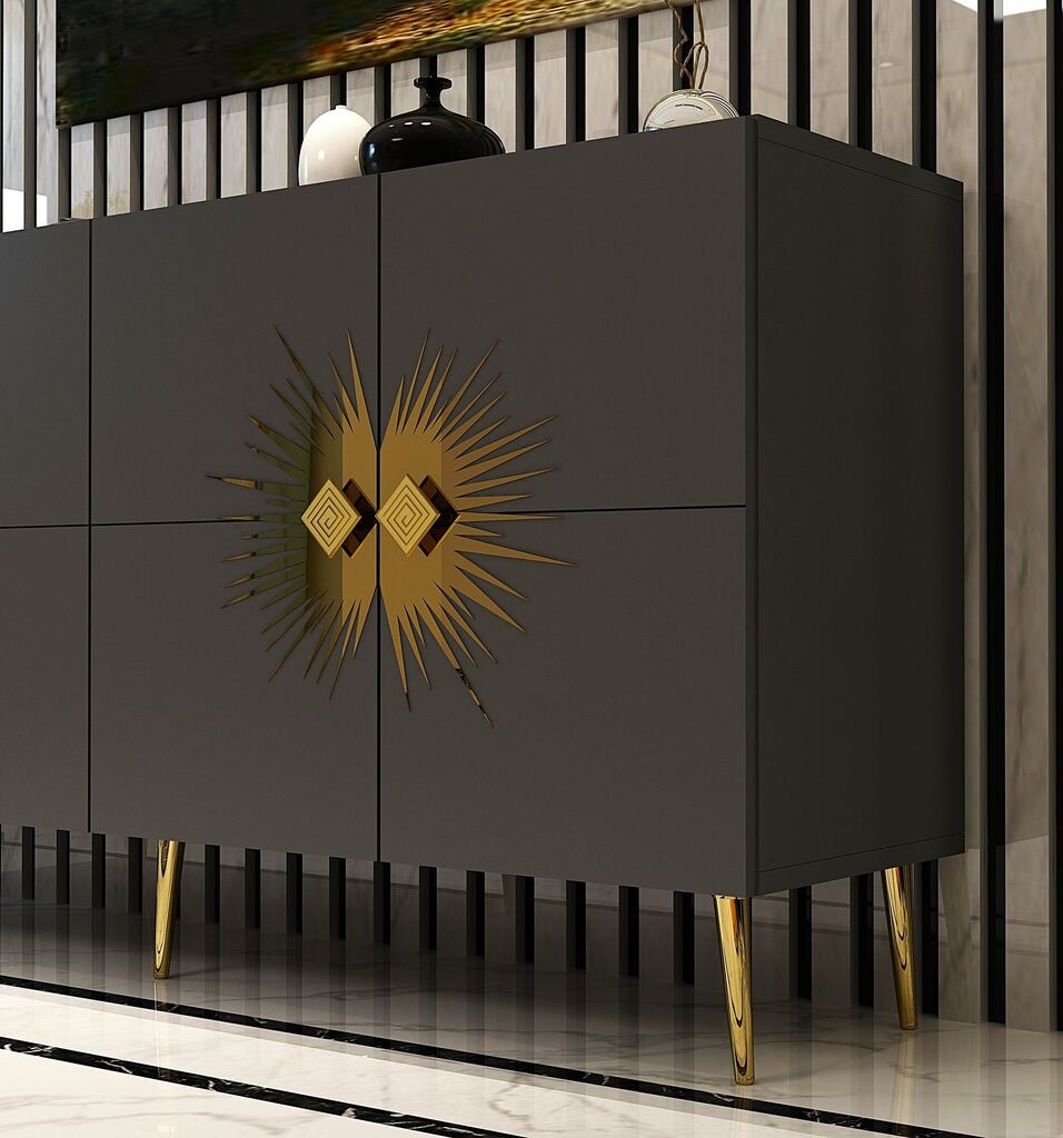 Hanah Home Console Nida KB150, 150x75x35 см, антрацит-златна боја