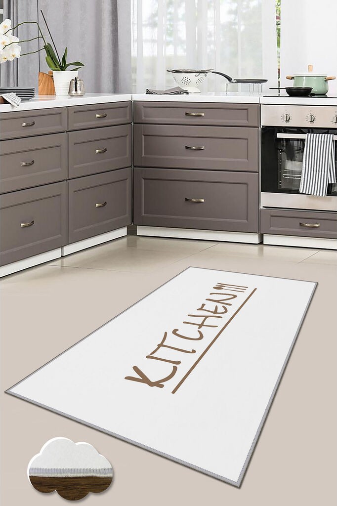 Conceptum Hypnose тепих Wookece237, 80x300 cm, кафеаво-бело