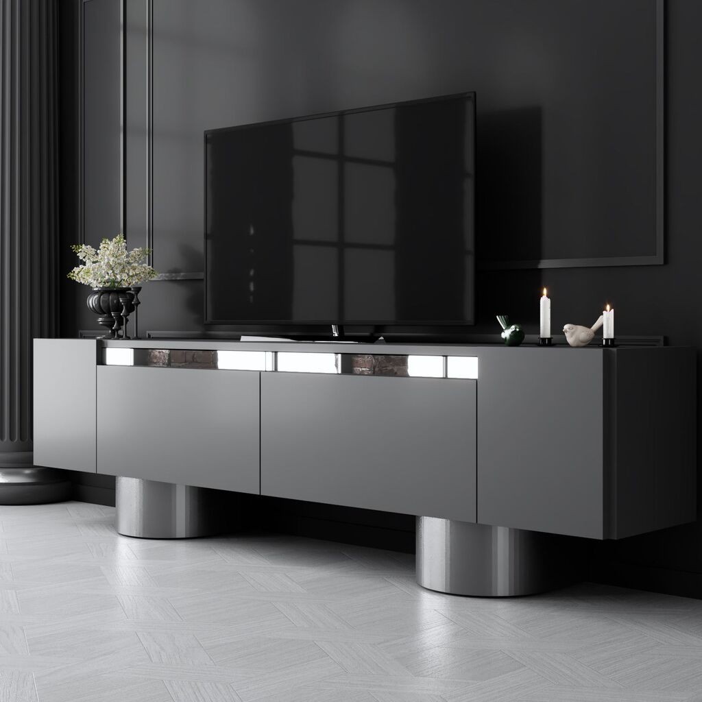 Комода за телевизор Hanah Home, боемска, 180x50x30 см, антрацит-сребрени бои