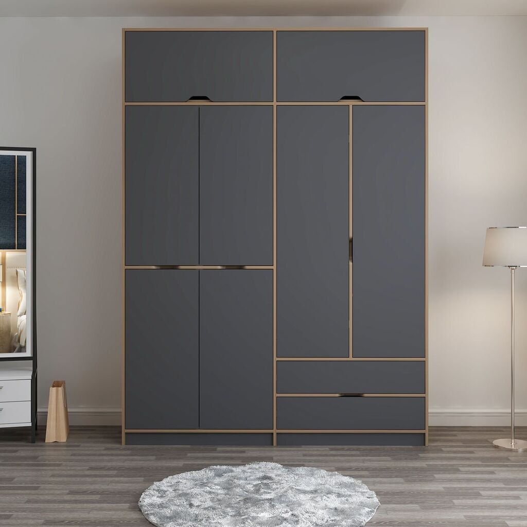 Гардеробер Хана Хоум Елина-8908, 185x253x52 см, Антрацит