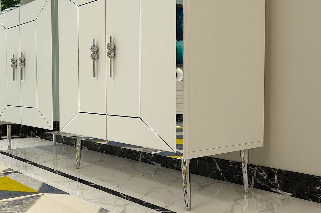 Hanah Home Console Arno KB150, 150x75x35 см, бело-сребрена боја