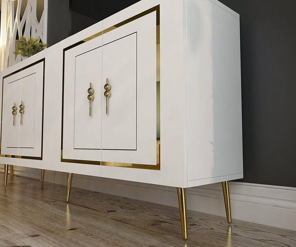 Домашна конзола Hanah Piero KB150, 150x75x35 см, бело-златна боја