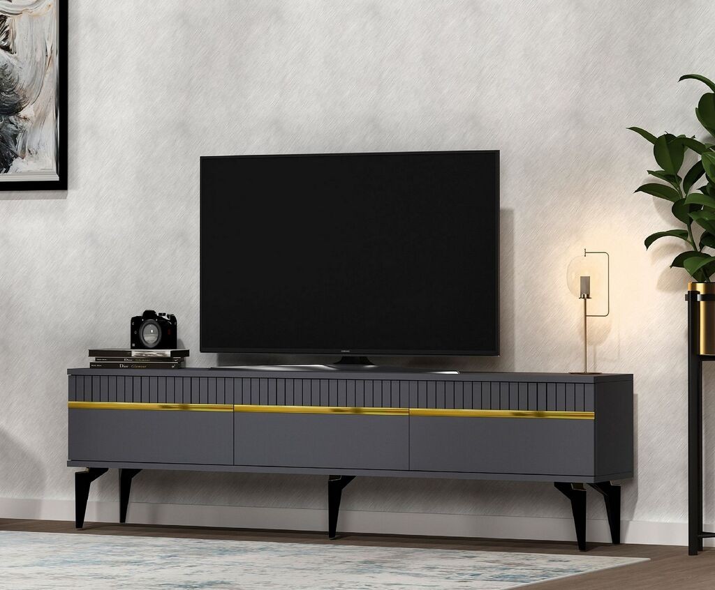 Комода Hanah Home TV Defne, 180x44,6x29,6 см, антрацит-златни бои