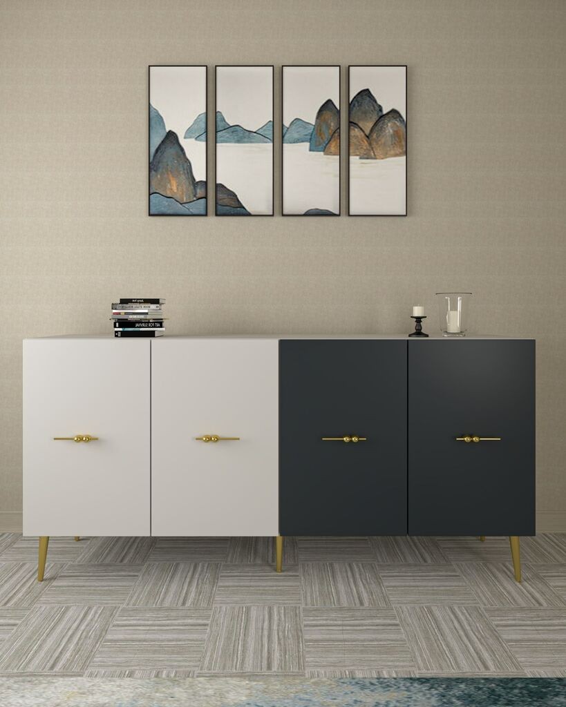 Hanah Home Console Loop KB150, 150x75x35 см, бела-антрацит