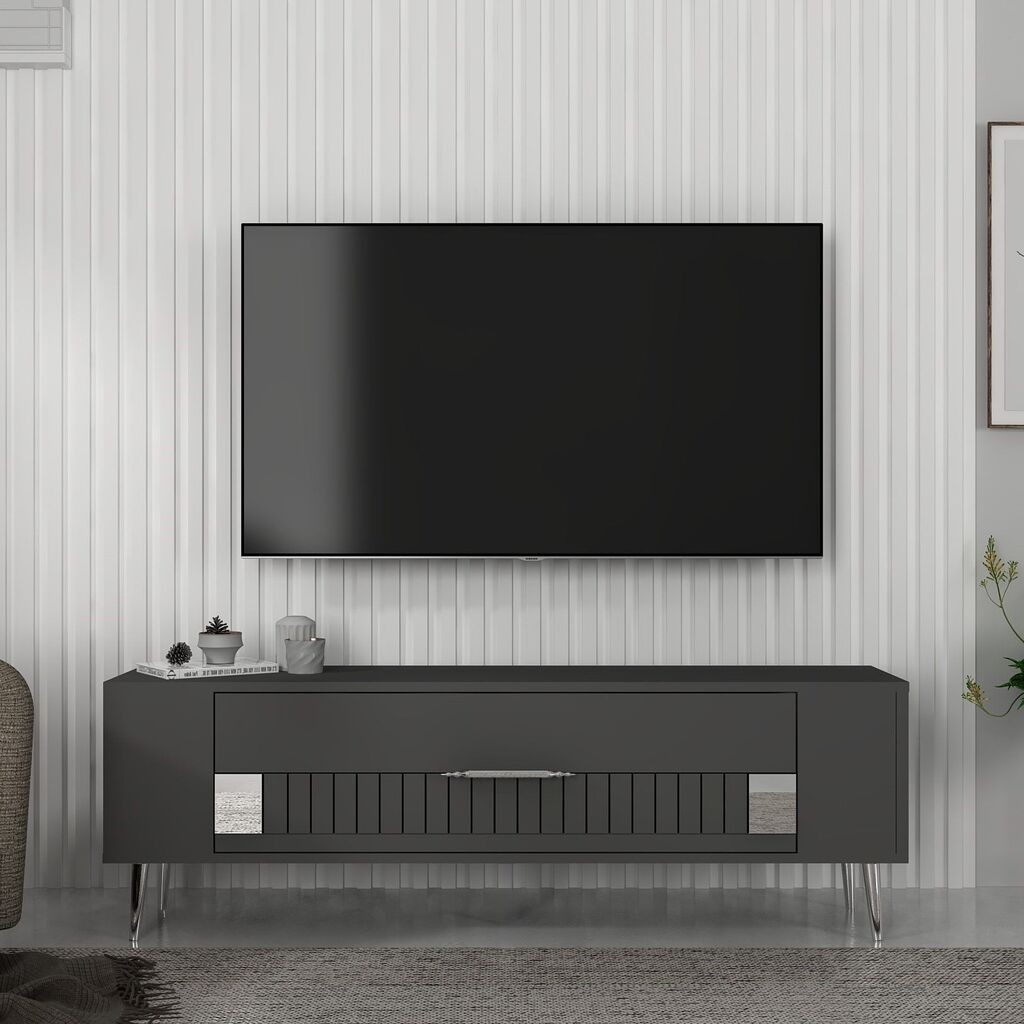 Комода Hanah Home TV Retrolp4, 120x48.2x26.4 cm, антрацит-сребрени бои