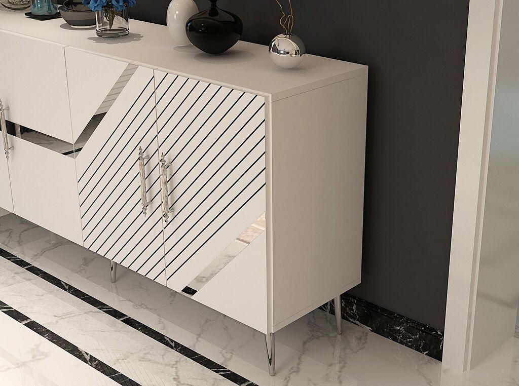 Hanah Home Console Fuga KB150, 150x75x35 см, бело-сребрена боја