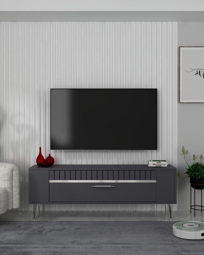 Комода Hanah Home TV Retrolp1, 120x48,2x26,4 см, Антрацит-Сребрена