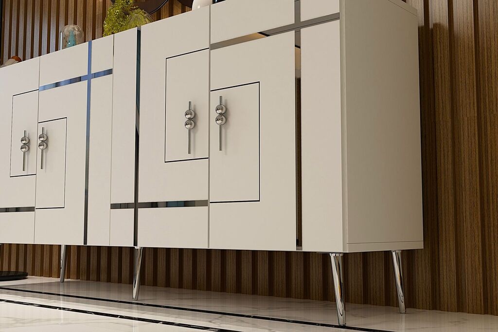 Hanah Home Console Line KB150, 150x75x35 см, бело-сребрена боја