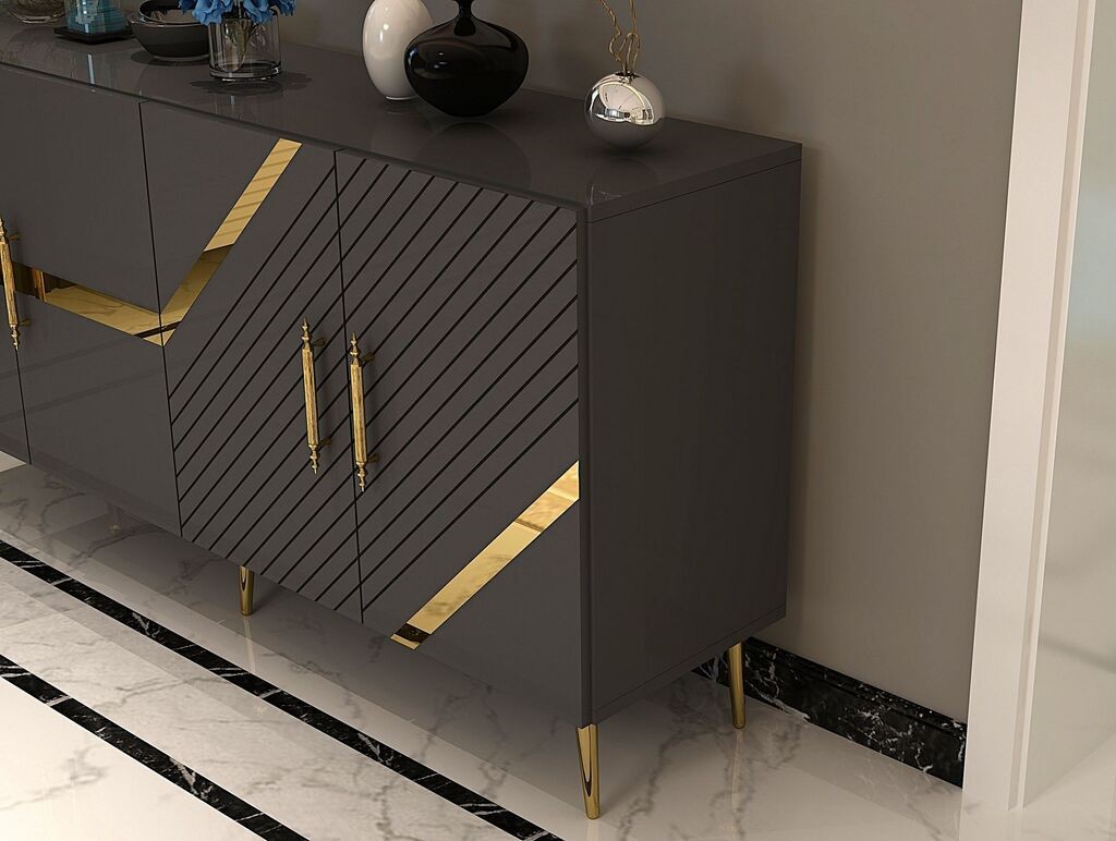 Hanah Home Console Fuga KB150, 150x75x35 см, антрацит-златна боја