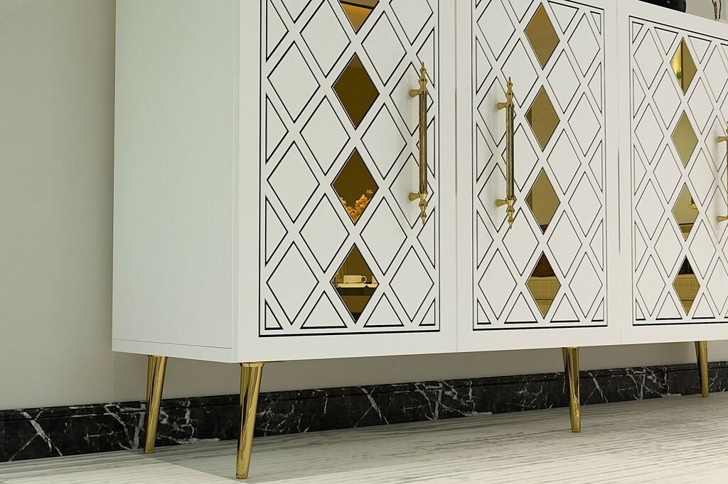 Hanah Home Console Dome KB150, 150x75x35 см, бело-златна боја