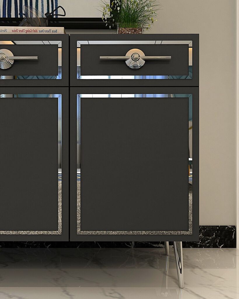 Hanah Home Console Belly KB150, 150x75x35 см, антрацит-сребрена боја