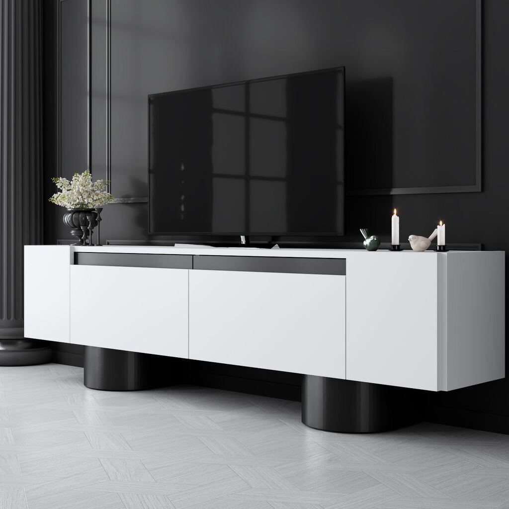 Комода за ТВ Hanah Home Bohem, 180x50x30 см, бела-црна