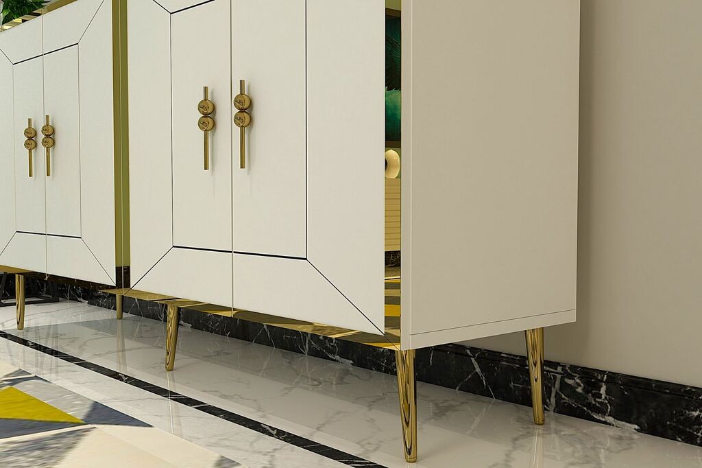 Hanah Home Console Arno KB150, 150x75x35 см, бело-златна боја