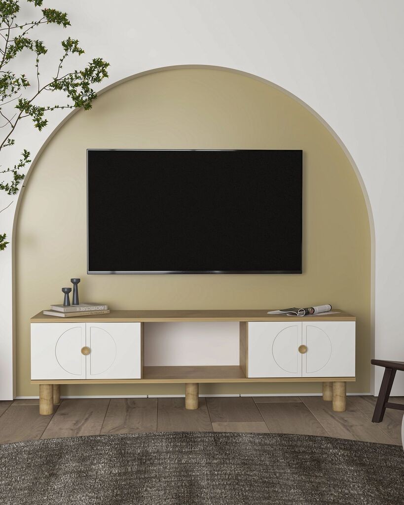 Комода за ТВ Hanah Home Inci Bohem, 150x40.6x29.6 cm, даб-бела